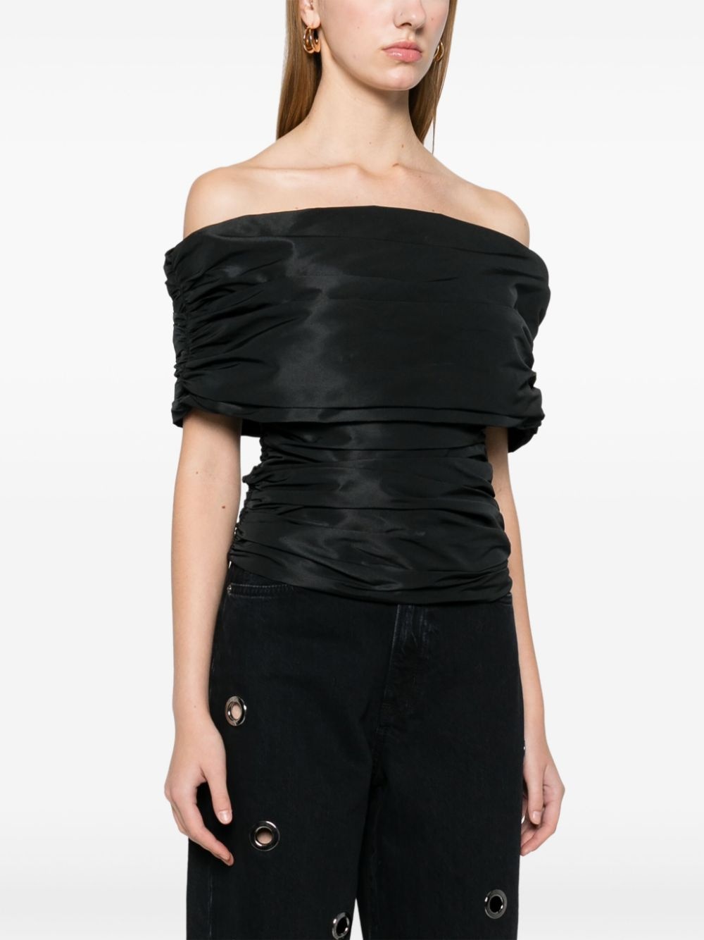off-shoulder taffeta top - 3