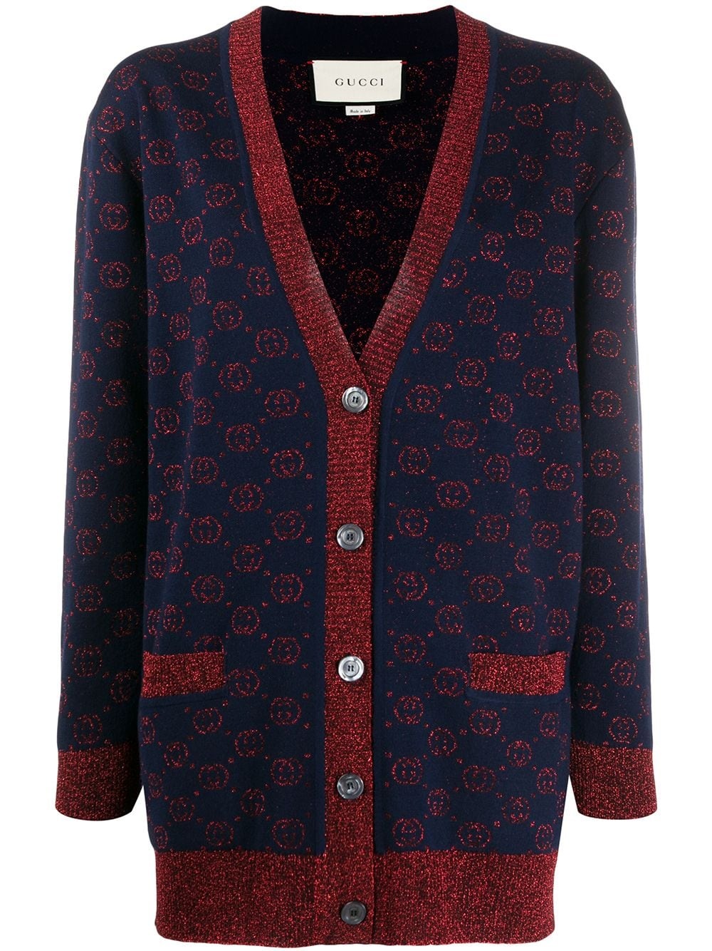 jacquard GG knitted cardigan - 1