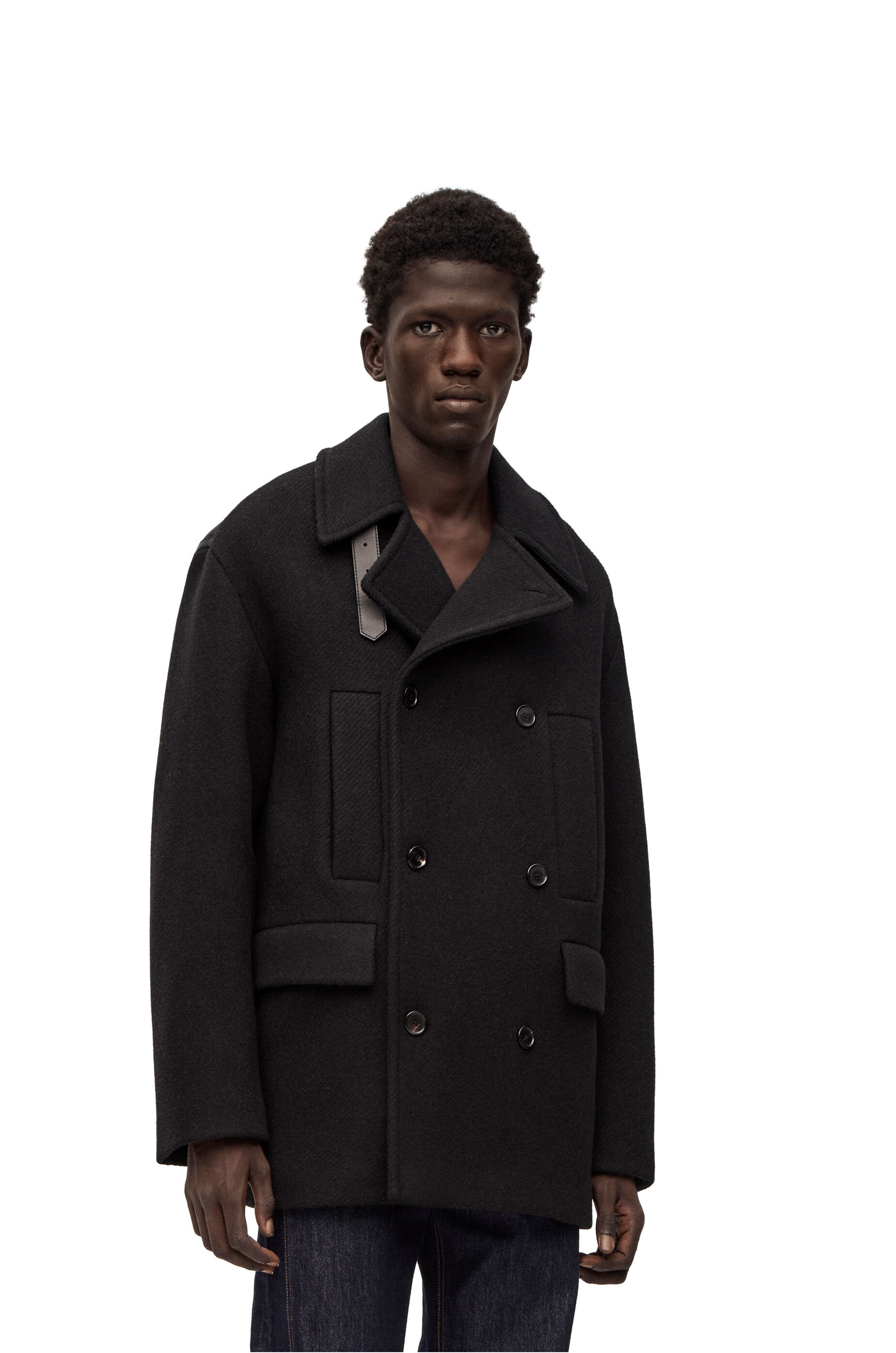Relaxed peacoat in wool and shearling - 3