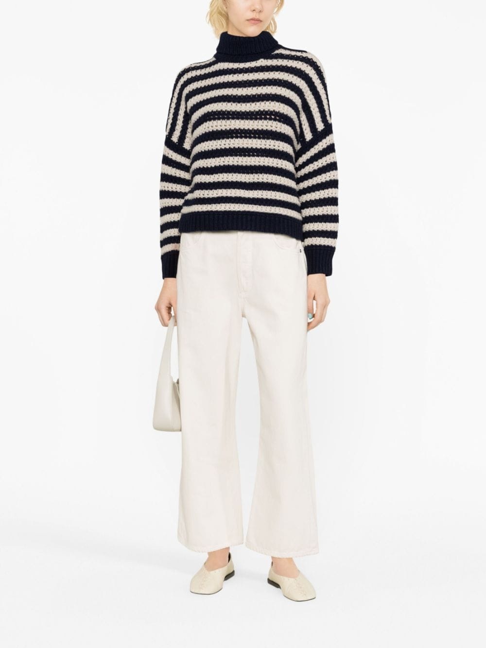 stripe-print turtleneck jumper - 2