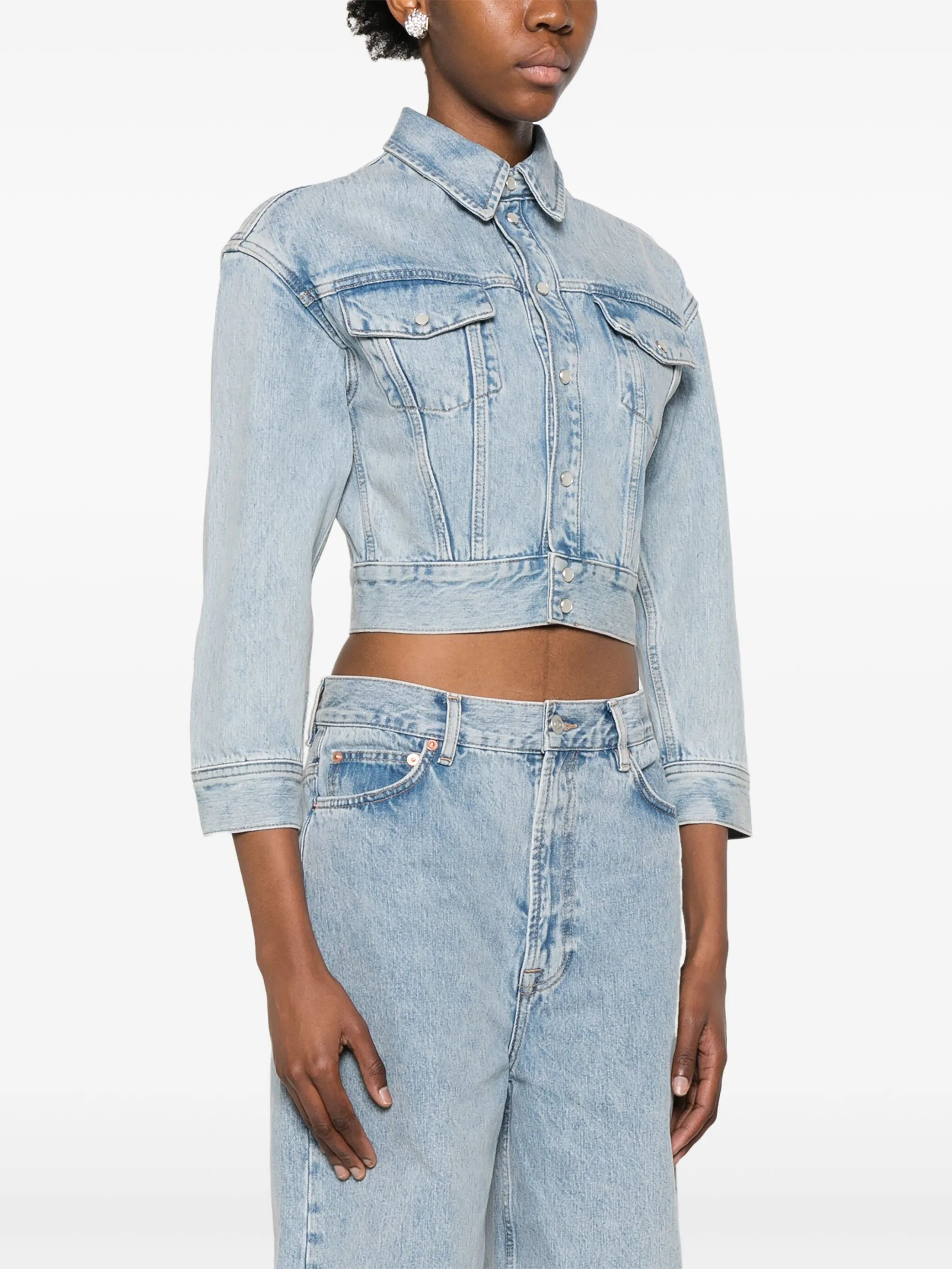 cropped denim jacket - 3