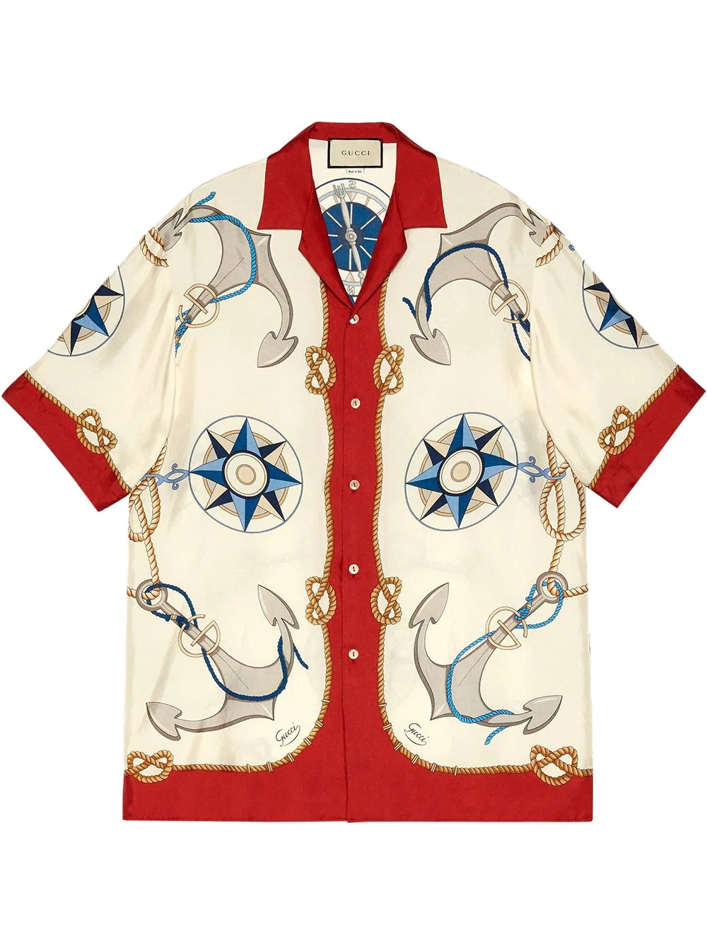 nautical-print bowling shirt - 1