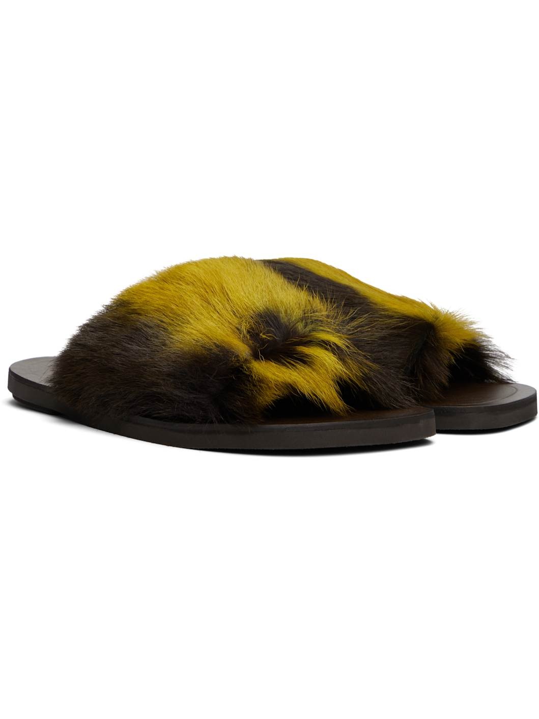 Brown & Yellow Open Toe Sandals - 4