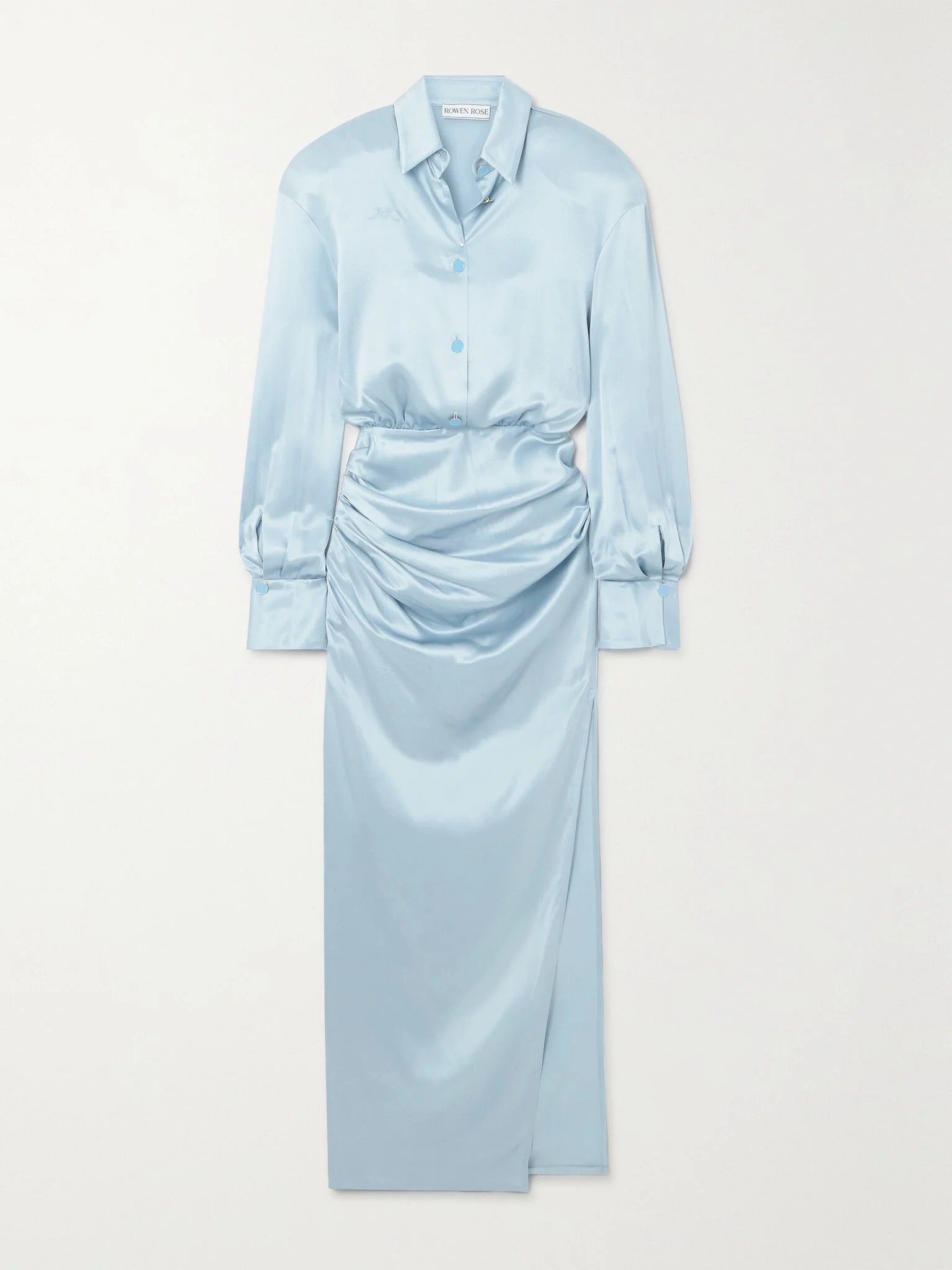 Draped silk-satin maxi dress Light blue - 1