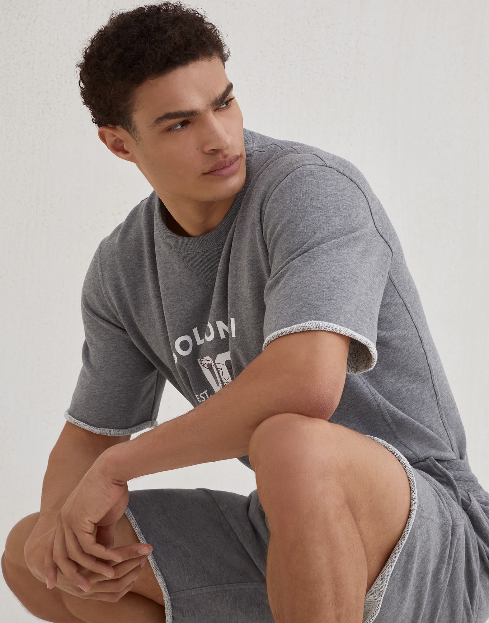 Cotton smooth French terry short sleeve sweatshirt with print - 4
