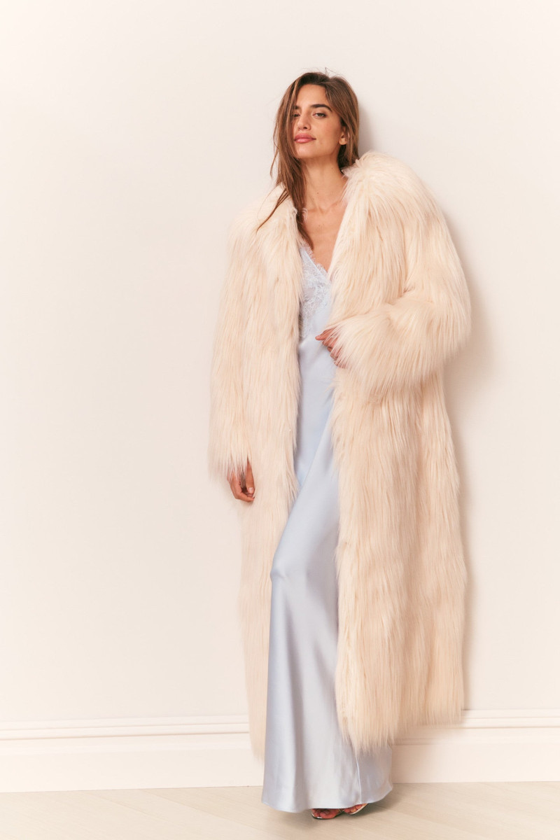 LoveShackFancy Valia Long Faux Fur Coat outlook