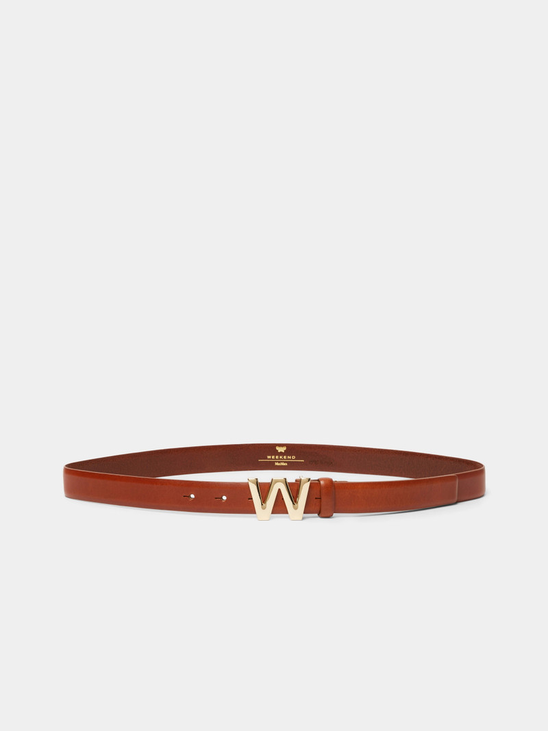 WEST Leather belt with logo buckle - TOBACCO 1