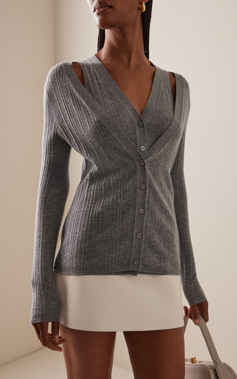LISA YANG Vanna Cashmere Cardigan grey outlook