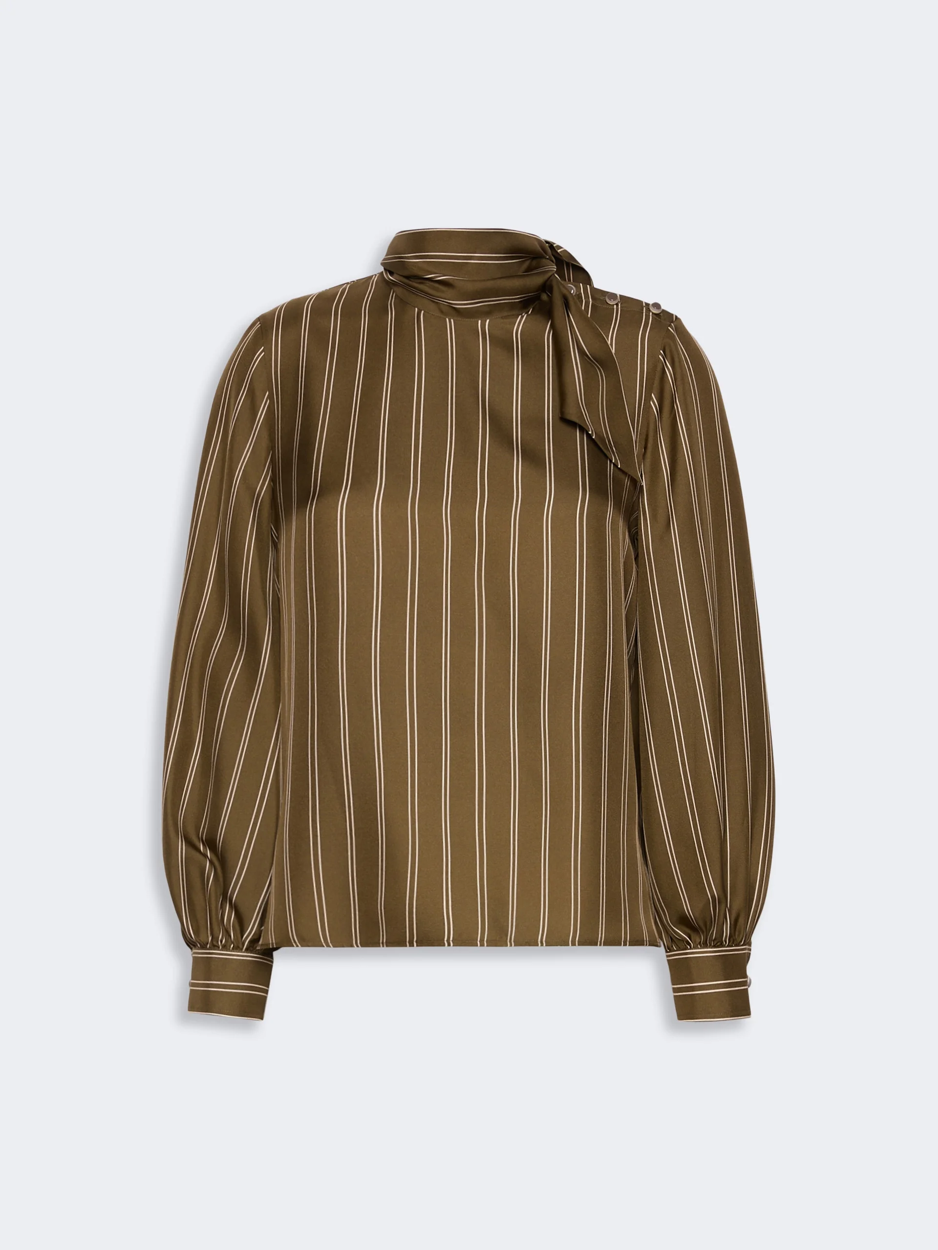 BINGO Stripe-print silk blouse - KAKI - 1