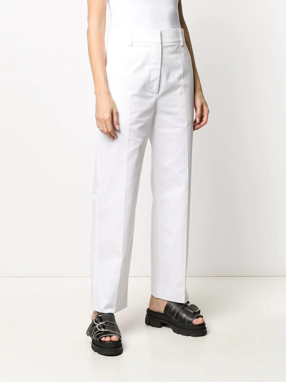 high waist plain trousers - 3