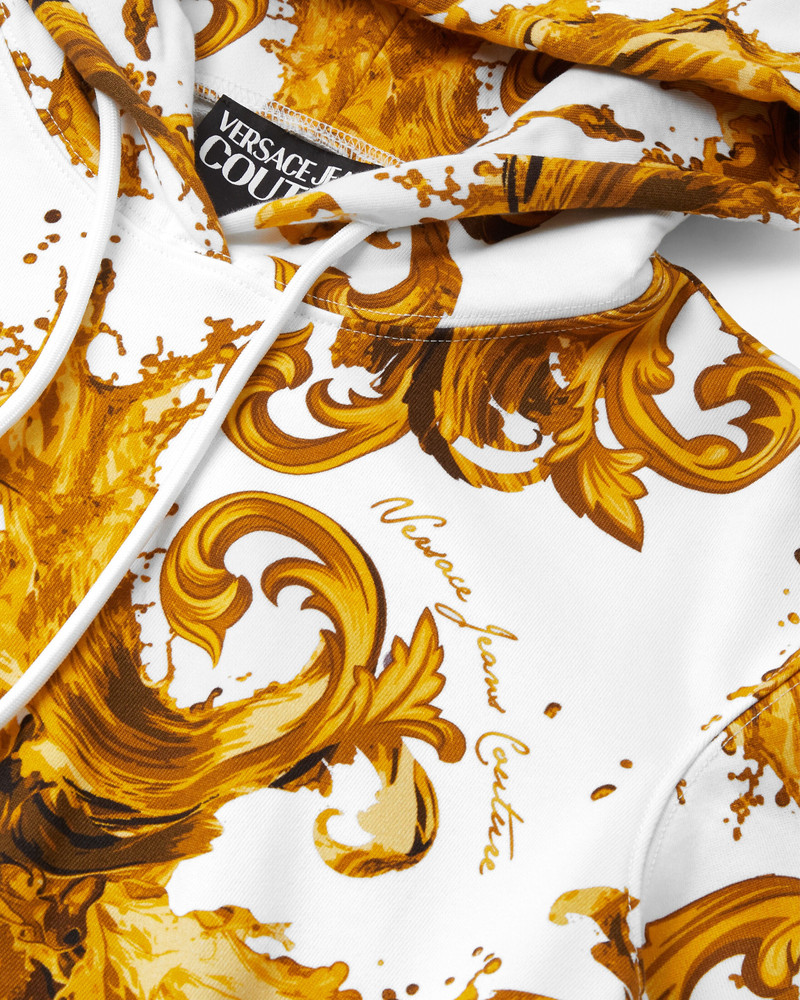 VERSACE JEANS COUTURE Printed Cotton-Jersey Crop Hoodie outlook