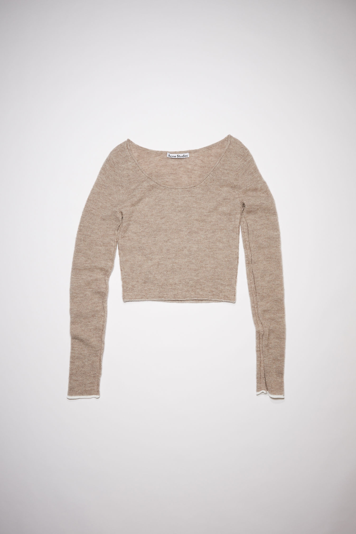 Scoop neck sweater - Mushroom beige - 1