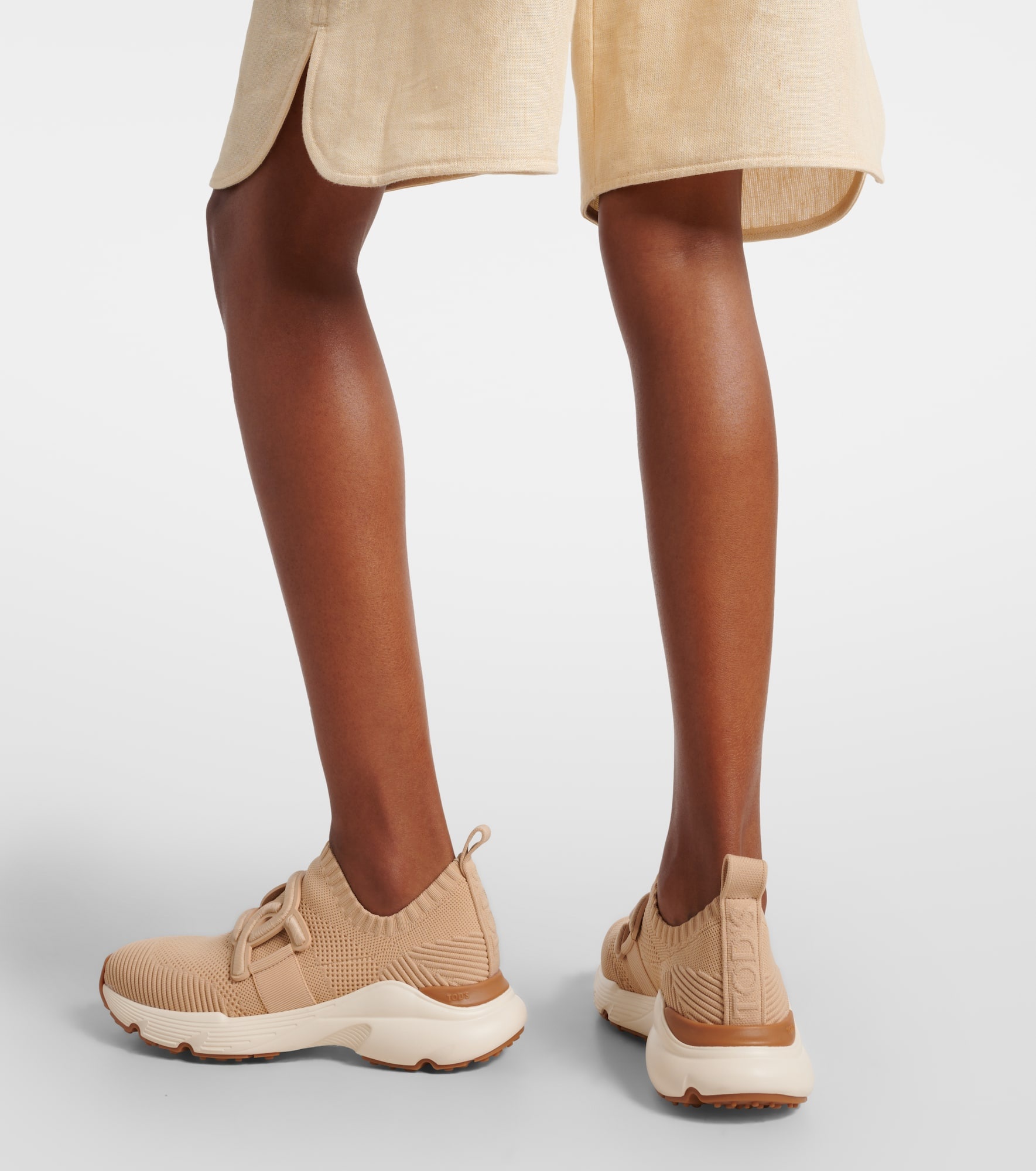 Leather-trimmed knit sneakers - 4