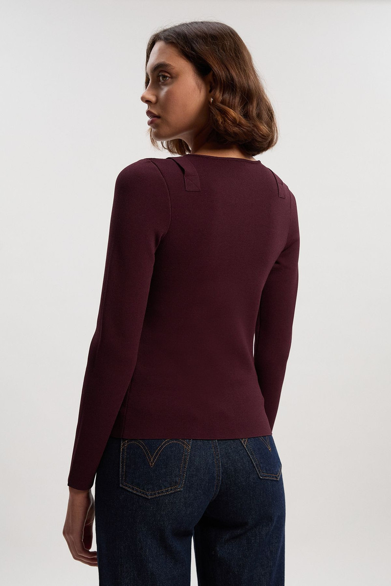 Buckle Trim Long Sleeve Knitted Top 5