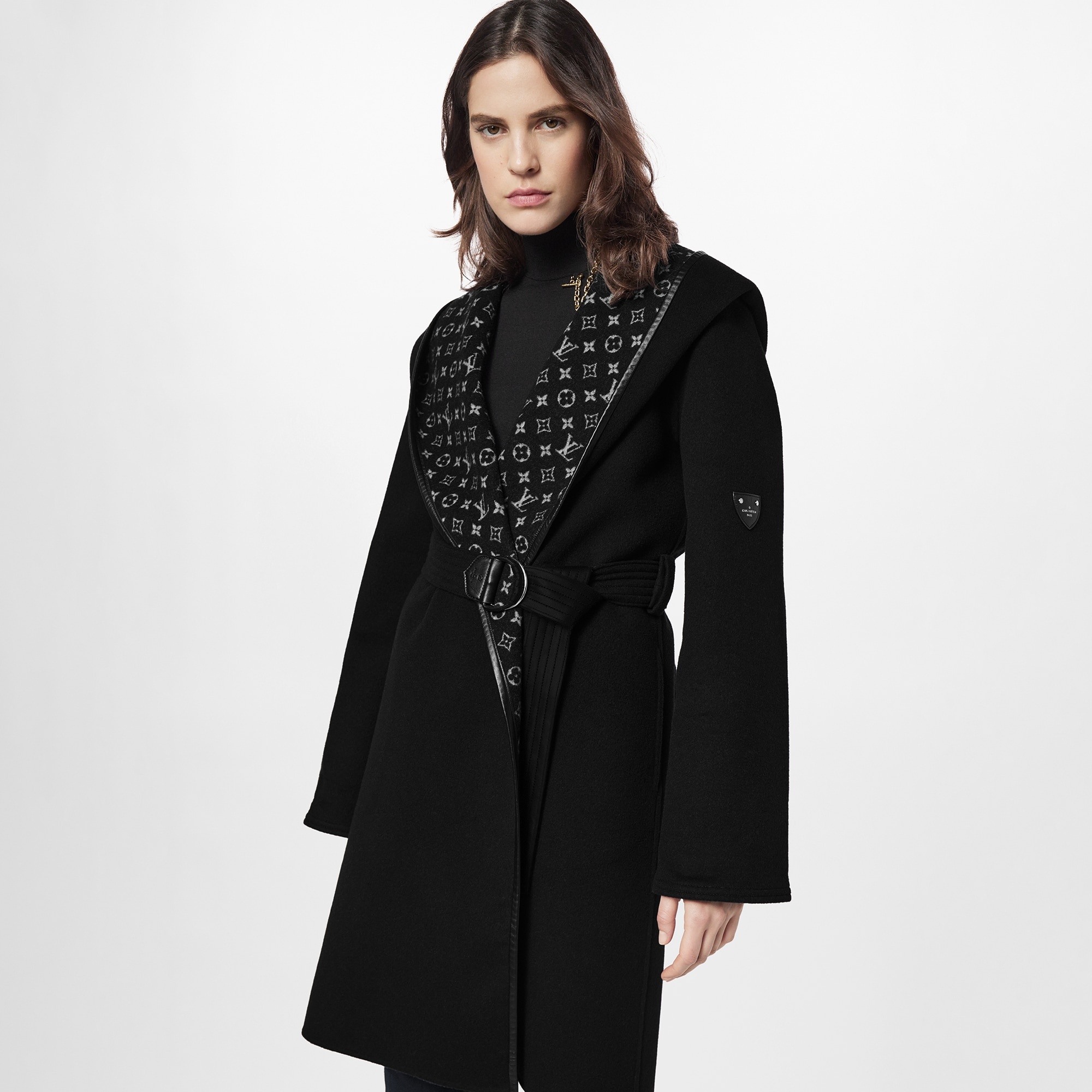 Louis Vuitton SIGNATURE DOUBLE FACE HOODED WRAP COAT