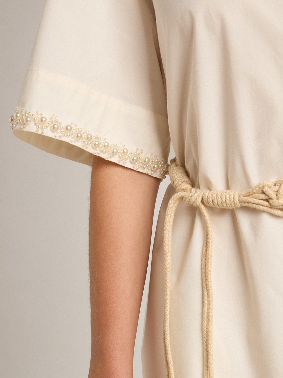 Cotton shirt dress with beading - 5