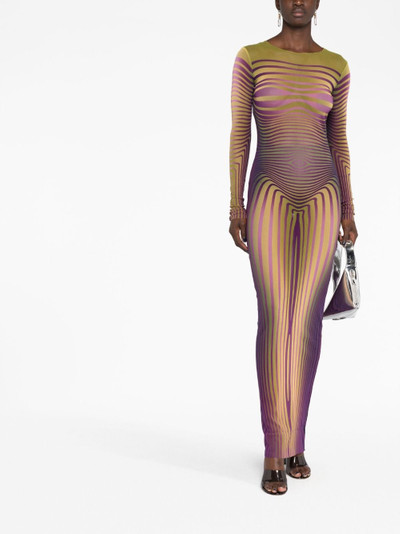 Jean Paul Gaultier Body Morphing striped sheer dress outlook