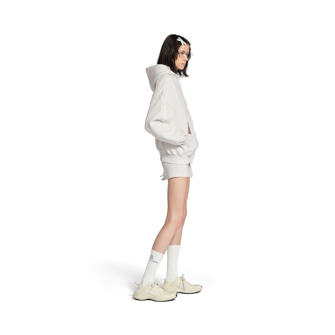 Balenciaga Back Zip-up Hoodie Regular Fit in Dirty White/blue - 5