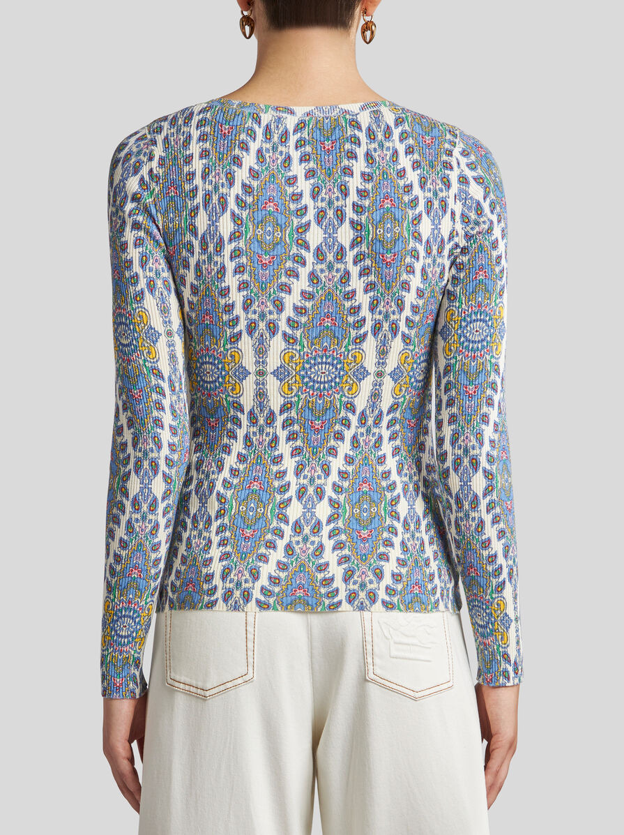 SILK-BLEND MEDALLION AND PAISLEY SWEATER - 5