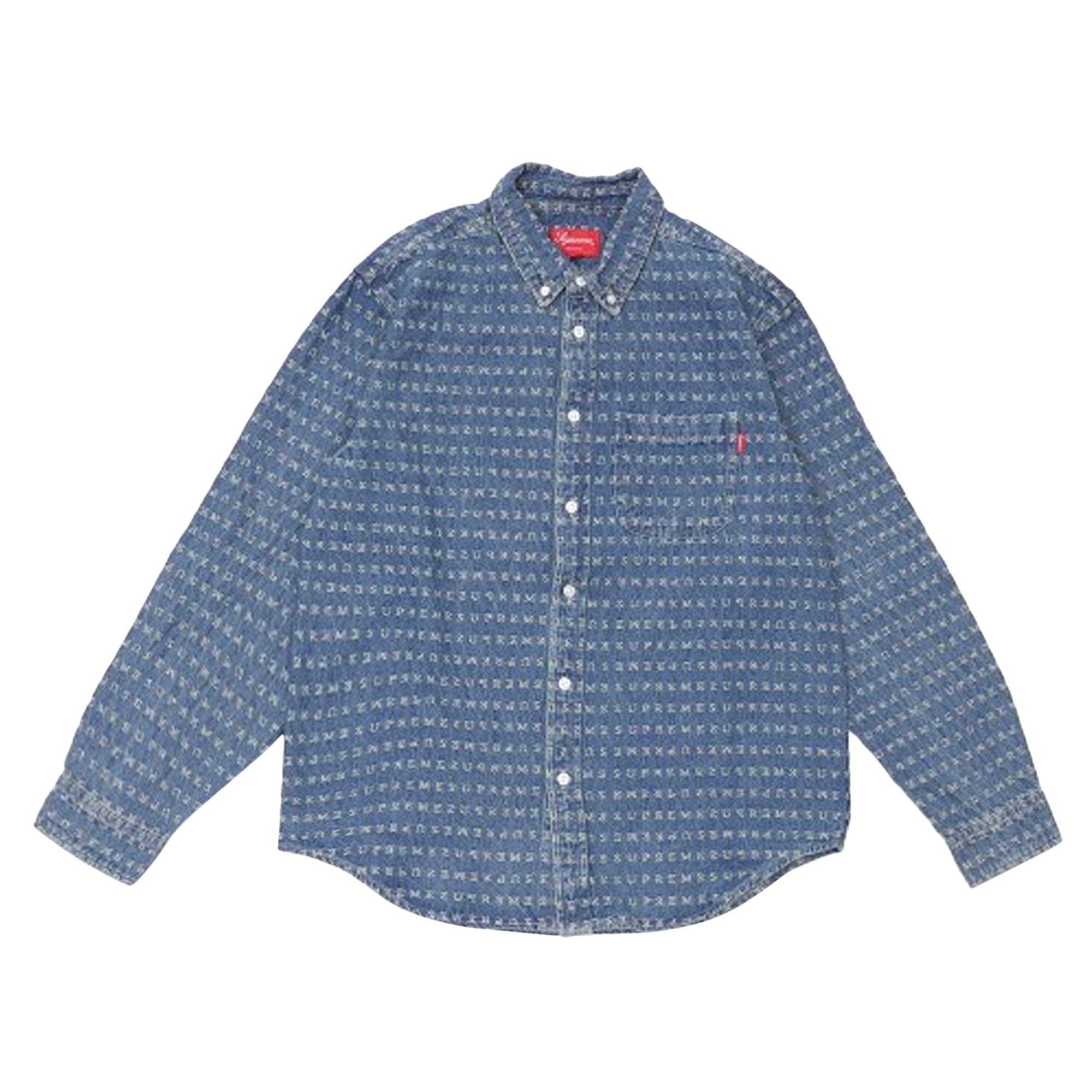 Supreme Jacquard Logos Denim Shirt 'Blue' - 1