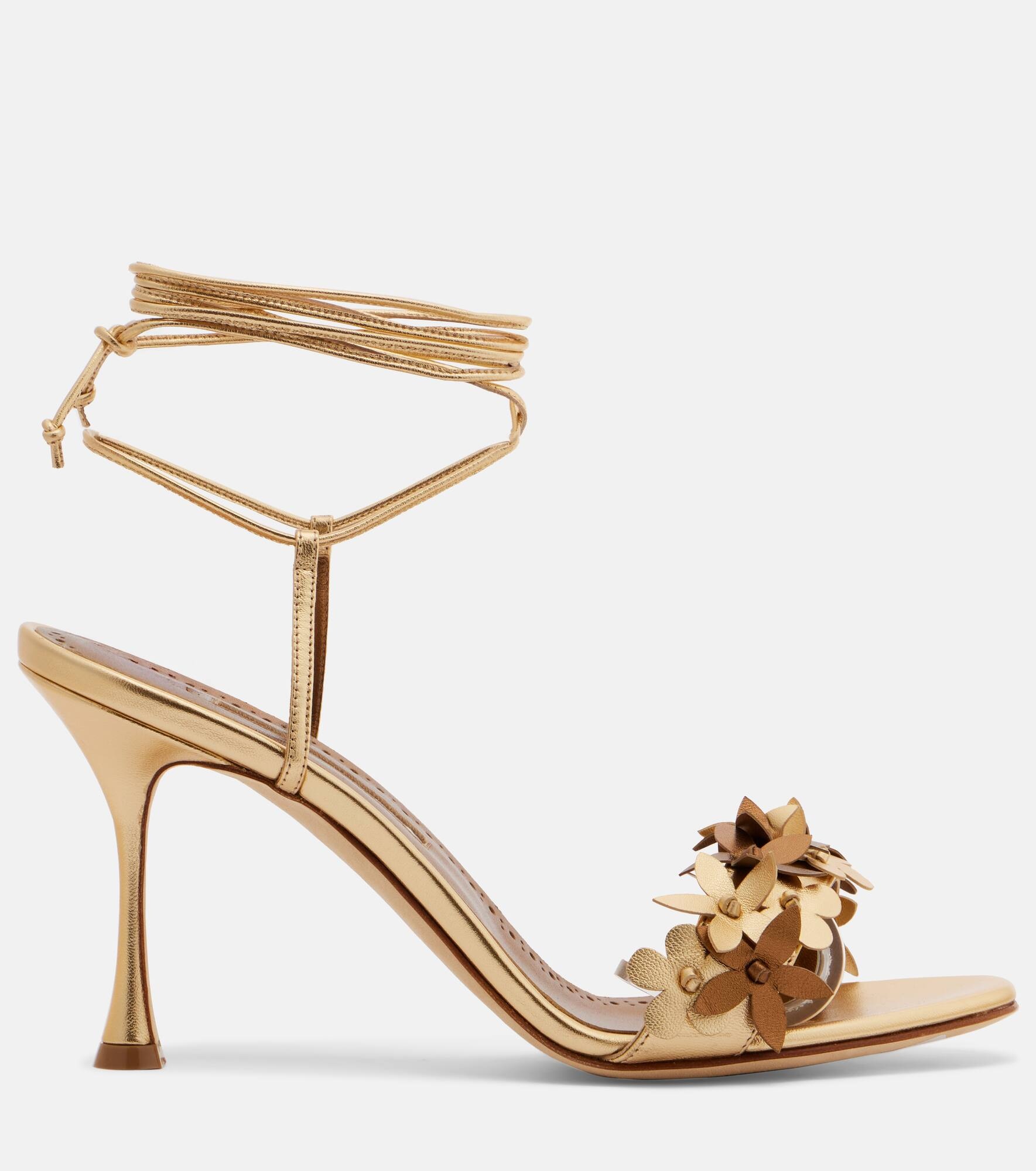 Anista floral-appliqué leather sandals - 4
