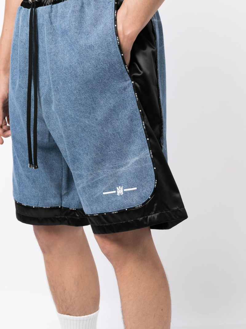 denim-panelled track shorts 5