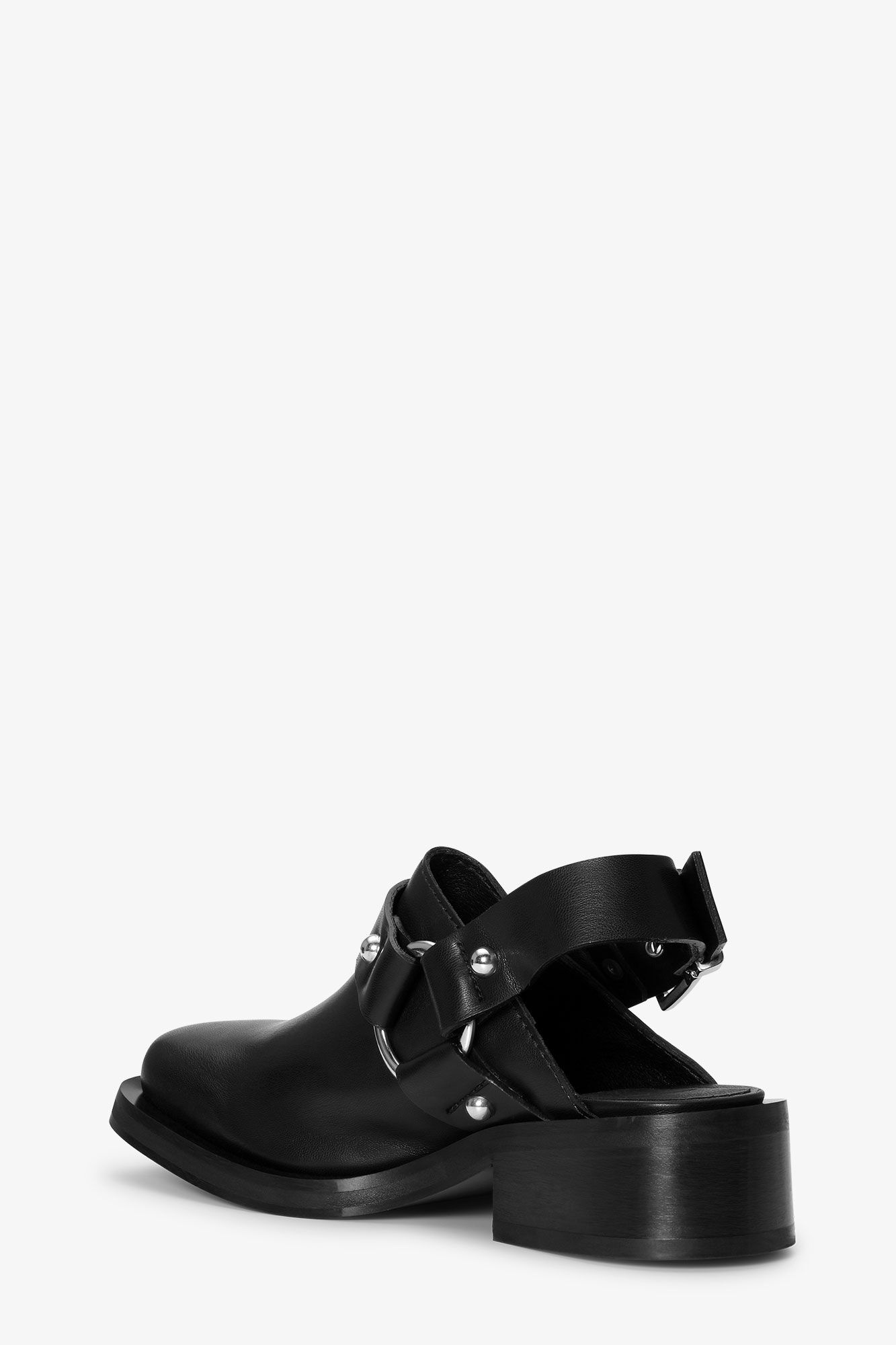BLACK SLINGBACK BIKER MULES - 3