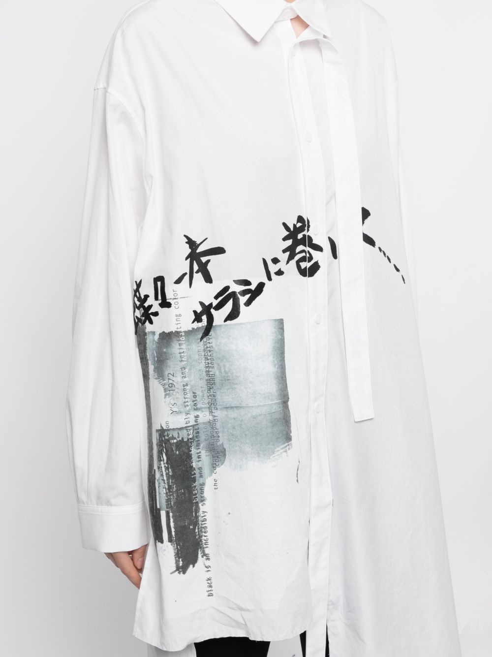 long-line graphic-print shirt - 5