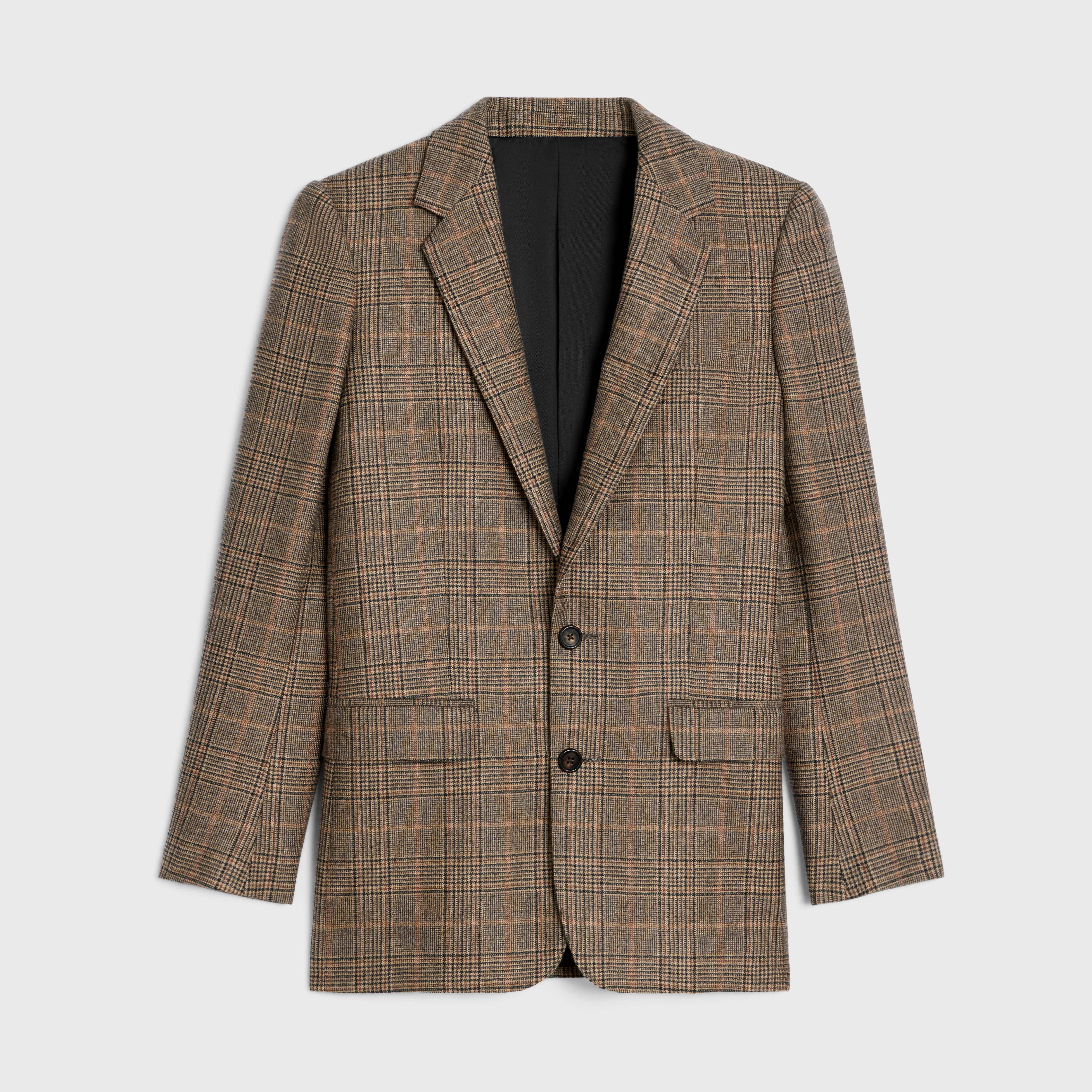 long jacket in prince of wales cashmere - 1