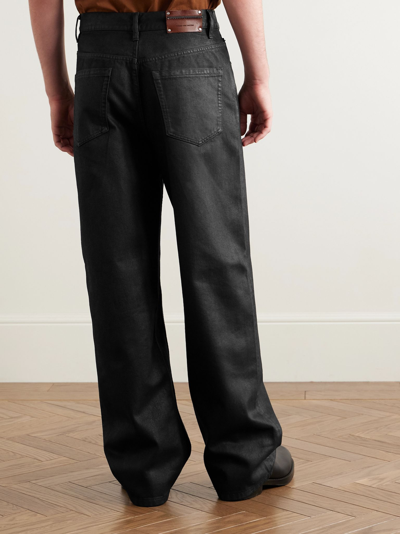 Straight-Leg Coated Jeans Black - 4