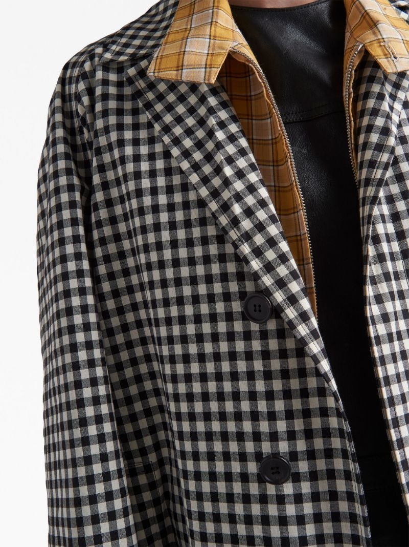 gingham-check cotton coat - 5