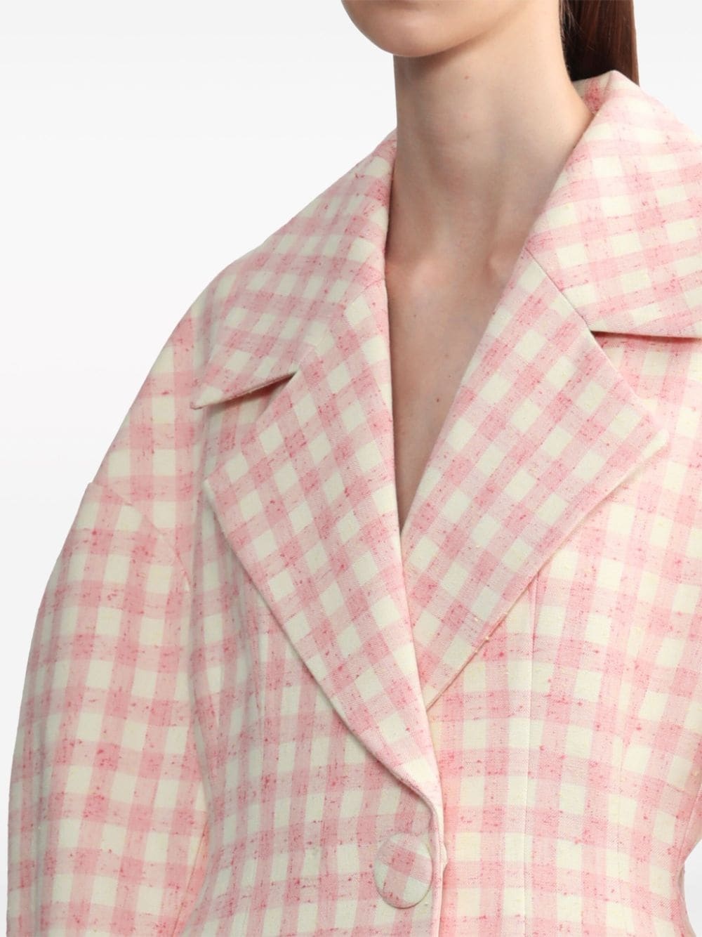 check-pattern single-breasted coat - 5
