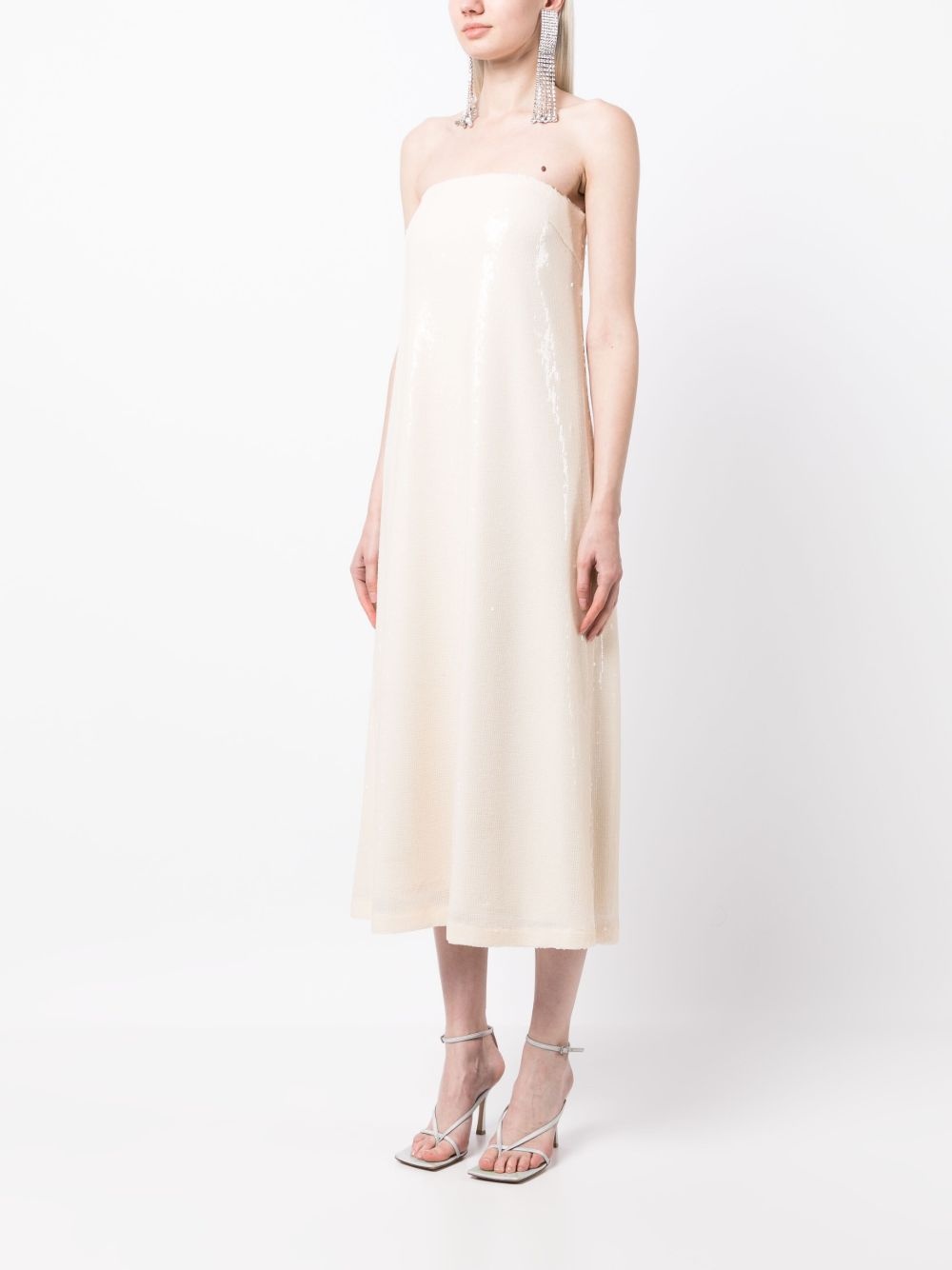 shimmer semi-sheer midi dress - 3