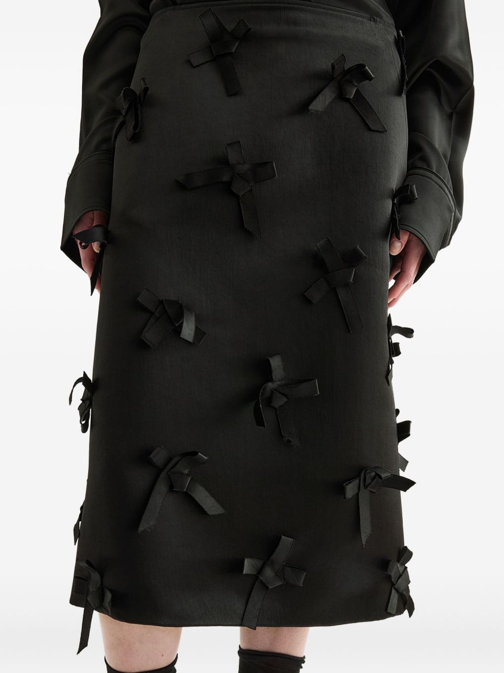 bow-embellished midi skirt - 4