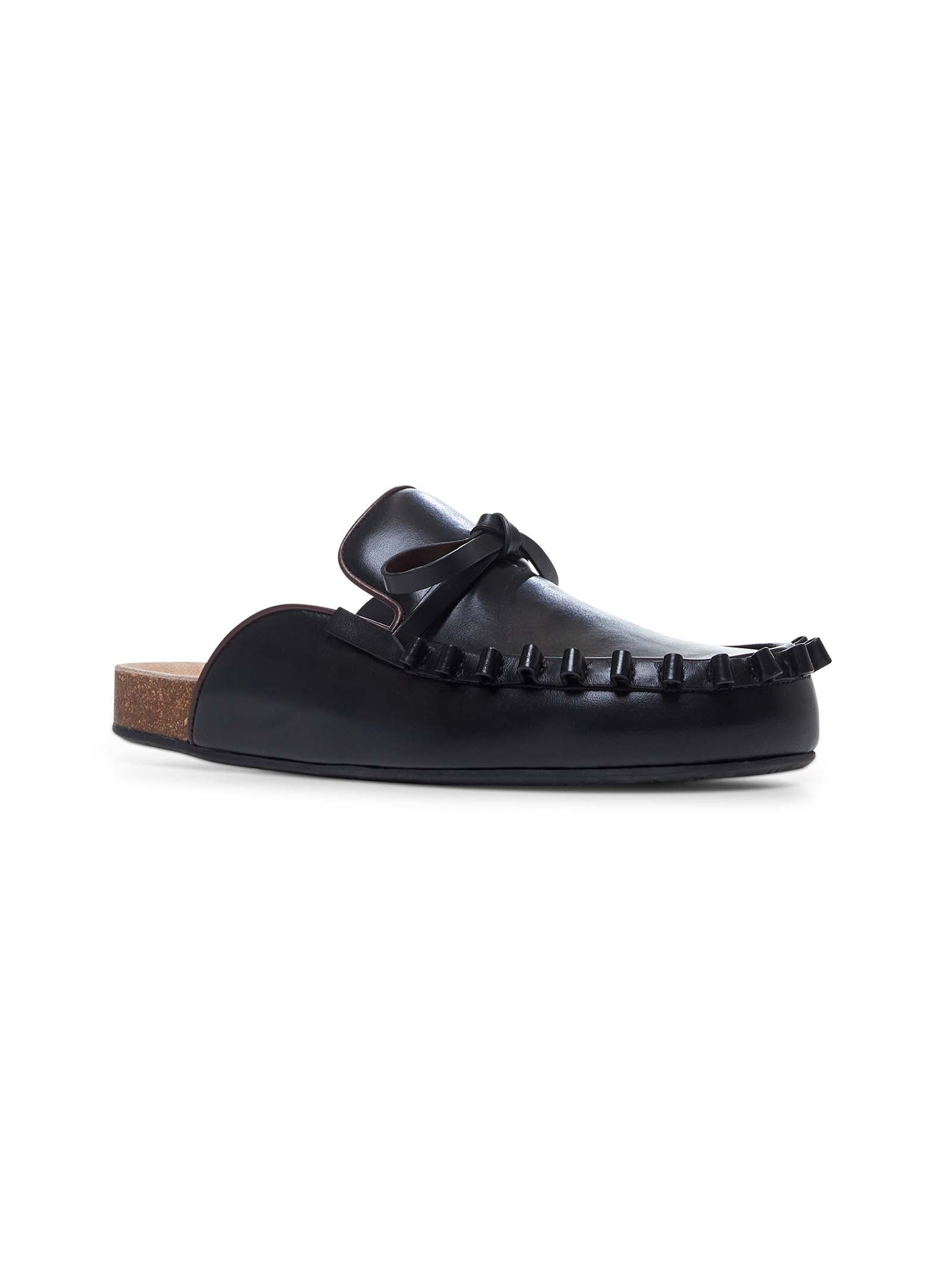 Black leather Ruffle mules - 2