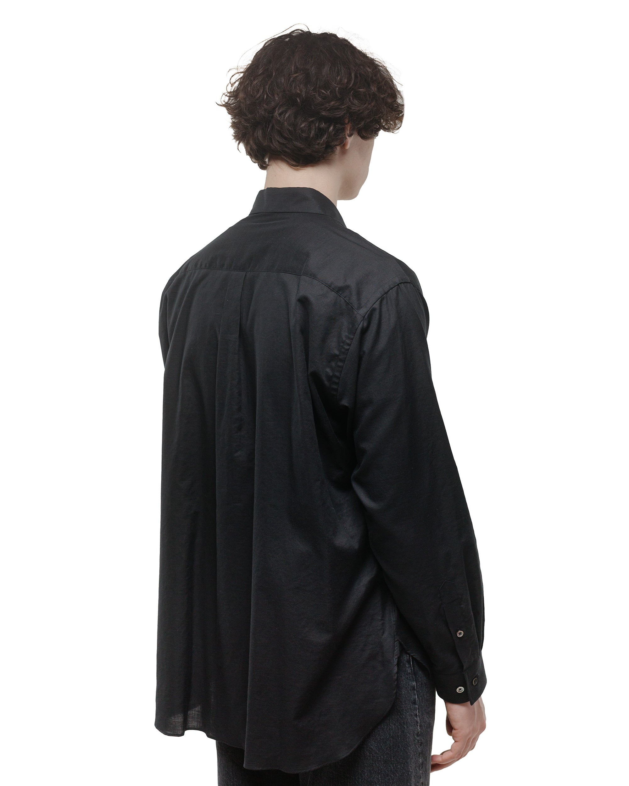 Cotton/Silk Twill Oversized Regular Collar Shirt Black - 3