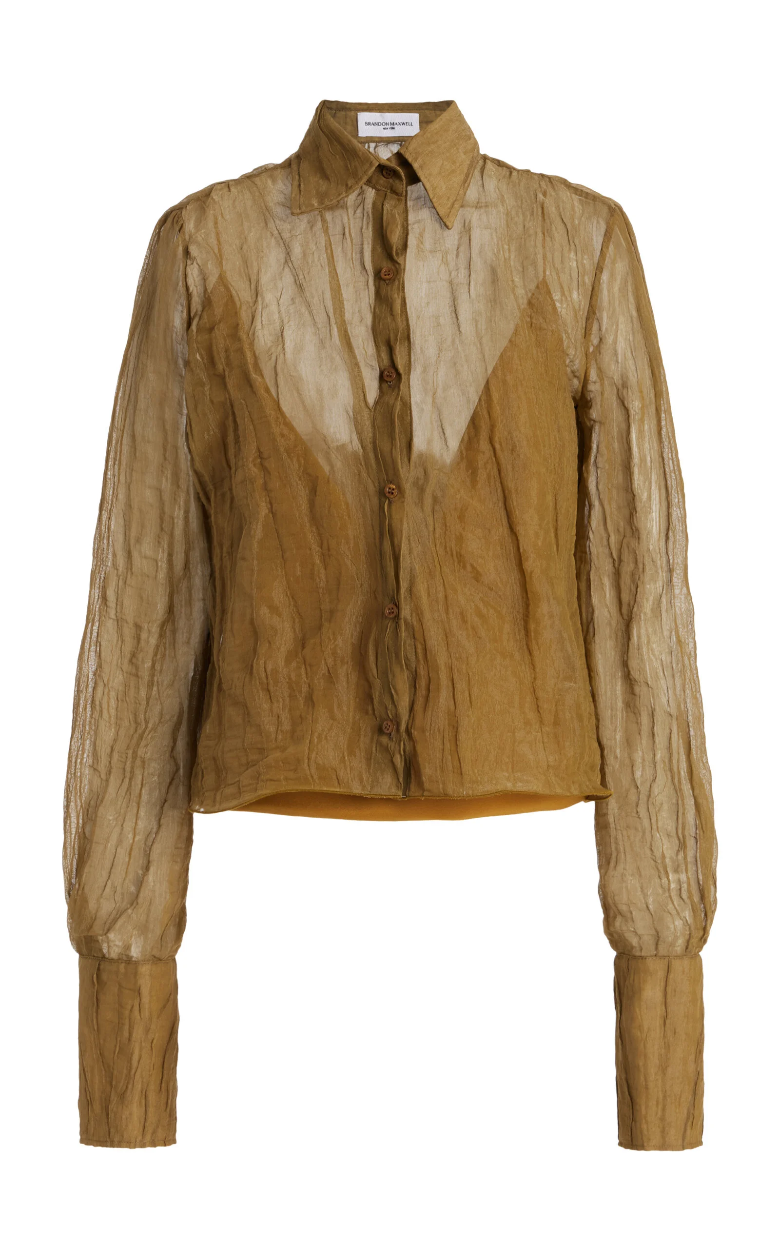 The Billie Shrunken Metallic Organza Shirt tan - 1