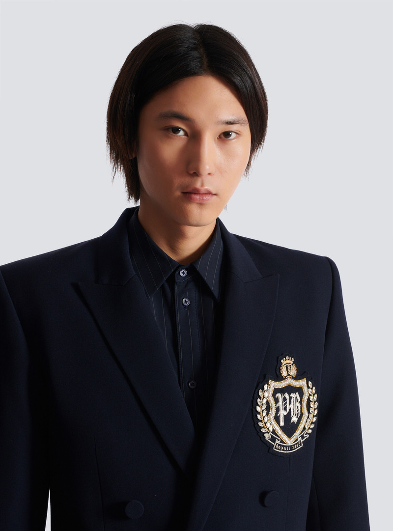 Wool blazer with crystal patch 7