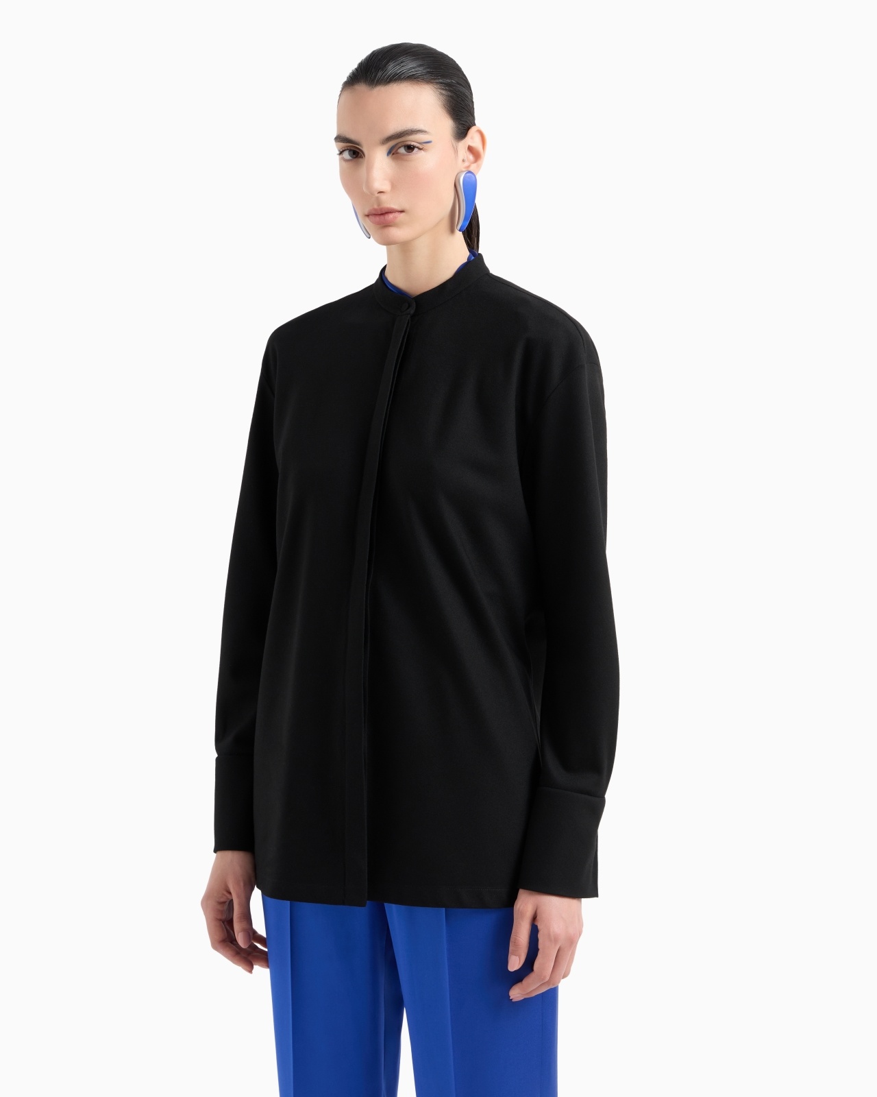 LONG-SLEEVED FLUID WOOL SHIRT - 4