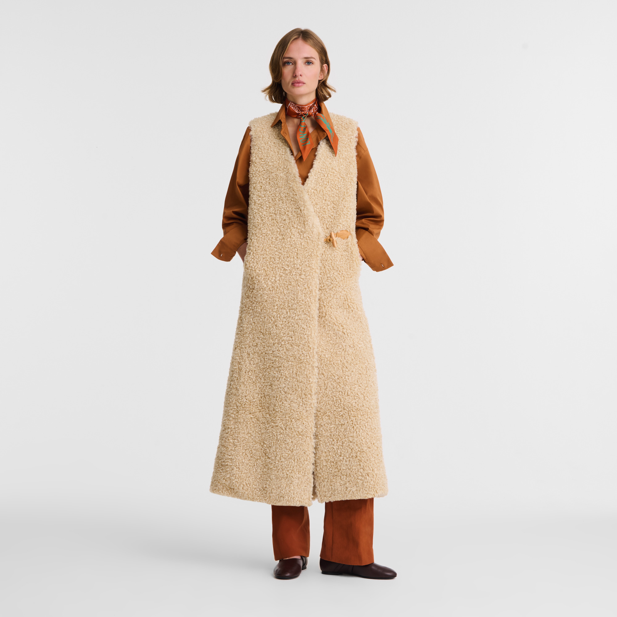 Long cardigan Ecru - Faux fur - 2