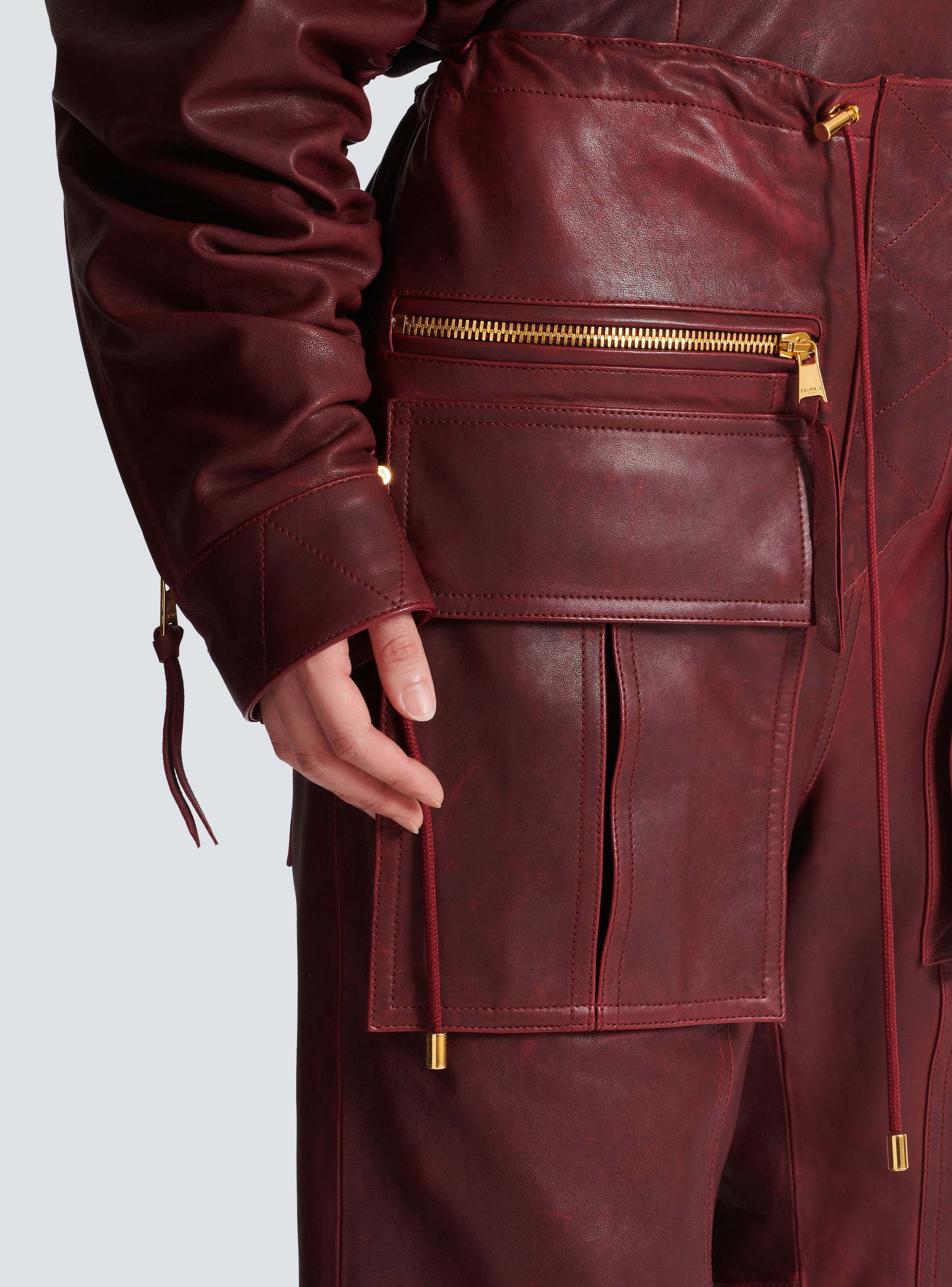 Lambskin leather cargo pants - 7