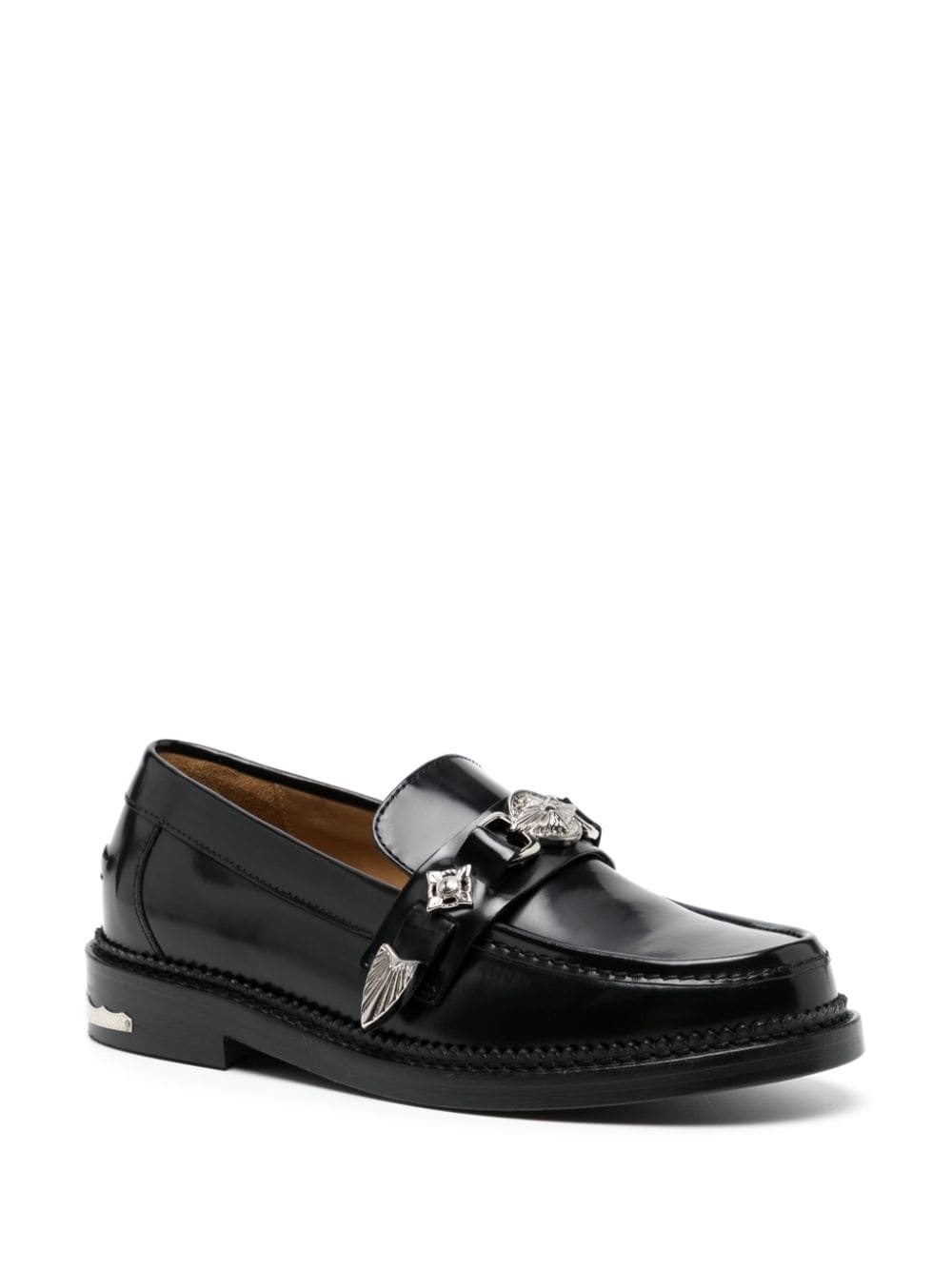 round-toe leather loafers - 2