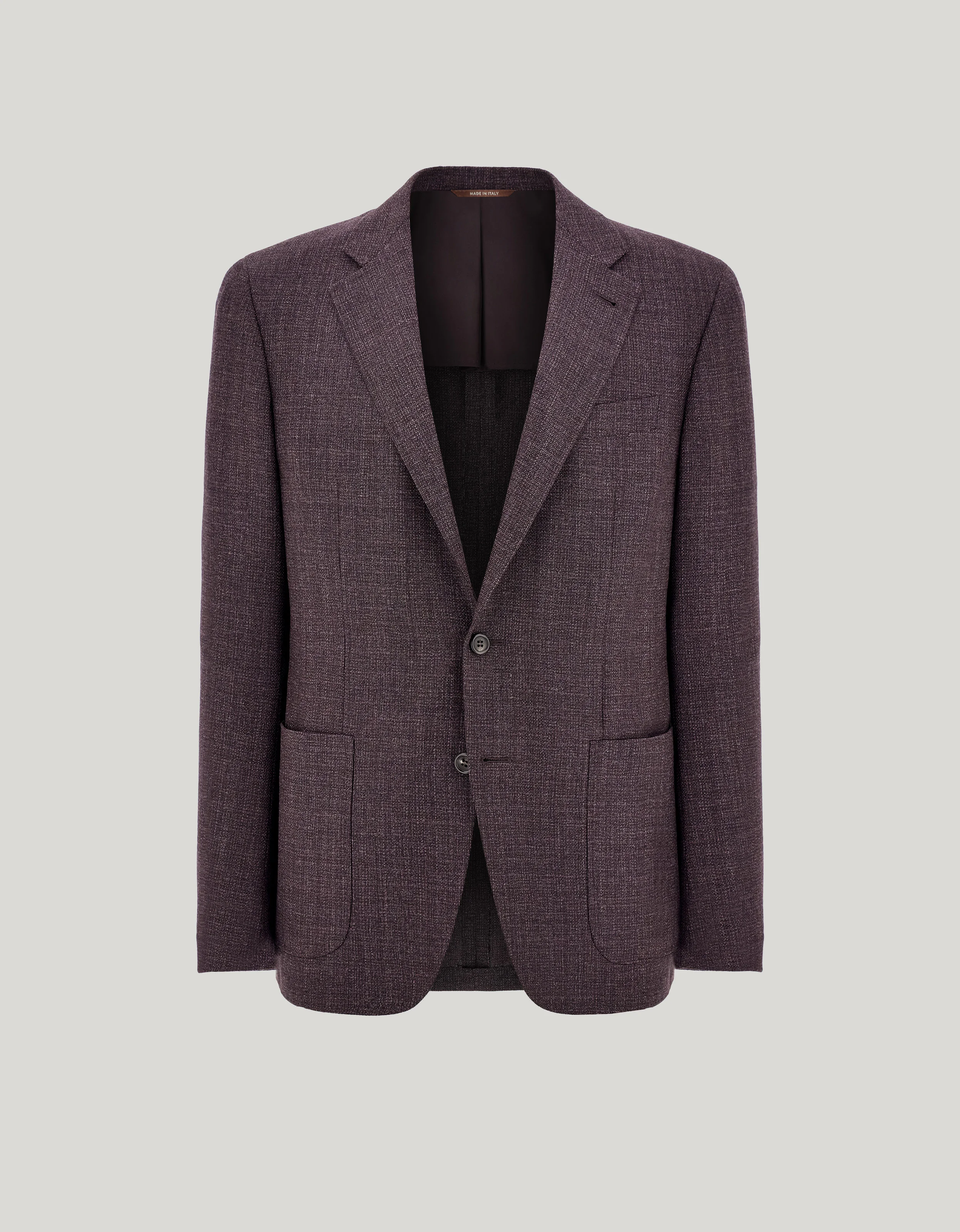 DARK BROWN MATTING-EFFECT WOOL MODERN-FIT KEI JACKET - 1