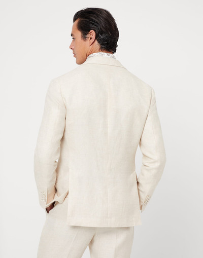 Brunello Cucinelli Linen, wool and silk diagonal deconstructed Cavallo blazer outlook