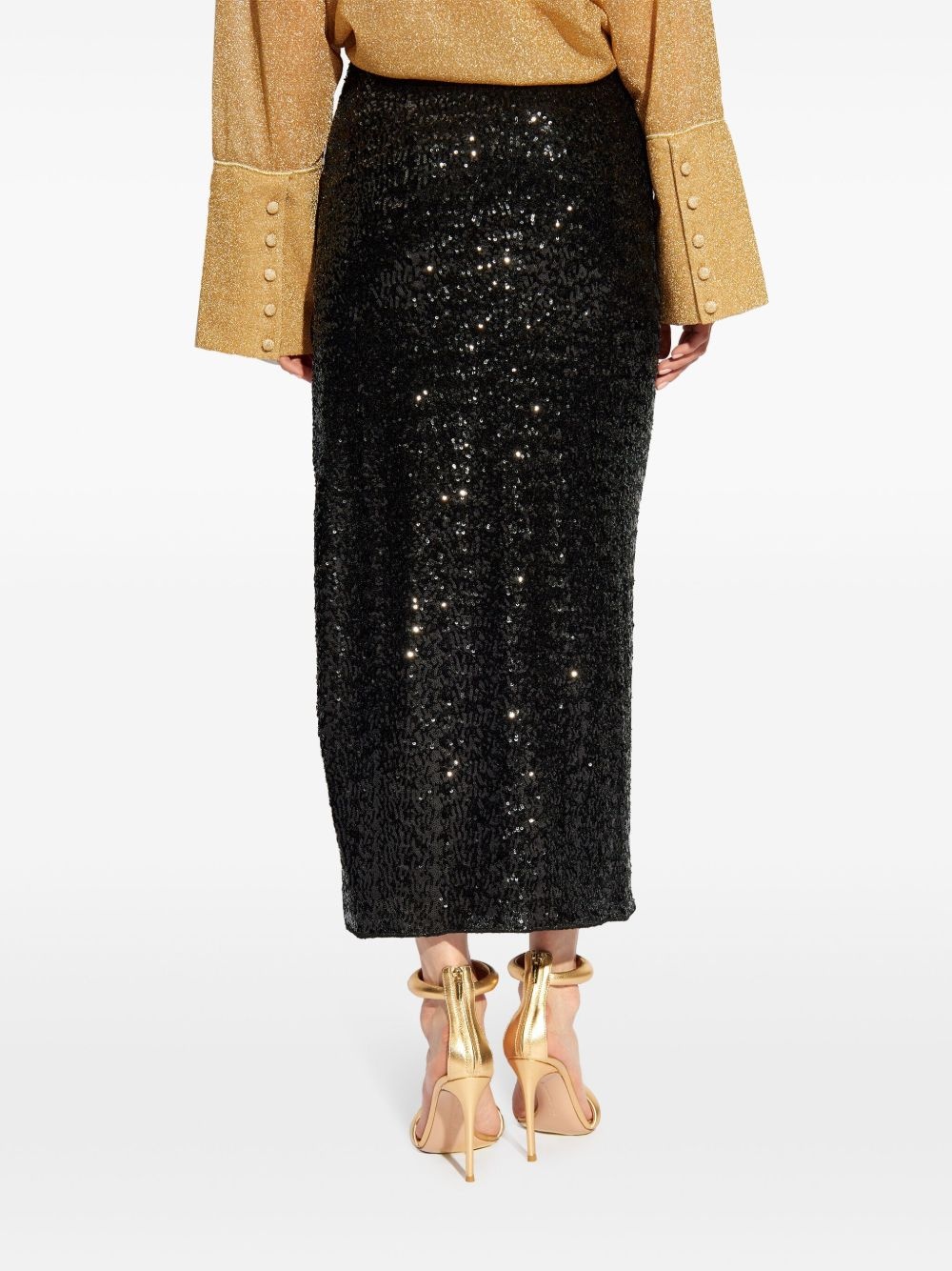 high-waisted sequin-embellished midi skirt - 4