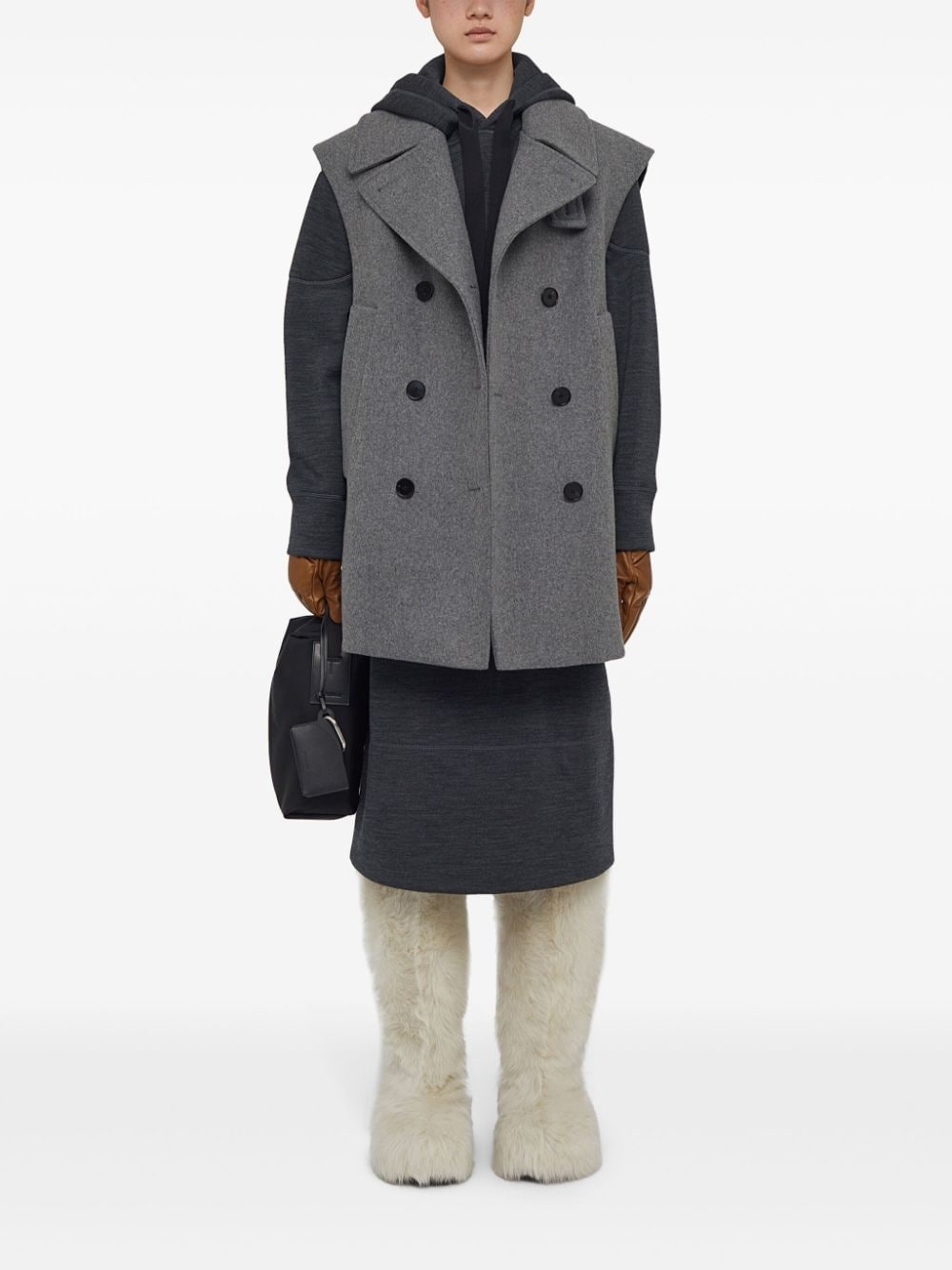 double-breasted wool vest - 2