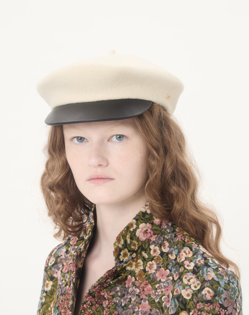 Valentino VALENTINO GARAVANI VLOGO SIGNATURE WOOL CAP WITH LEATHER VISOR outlook