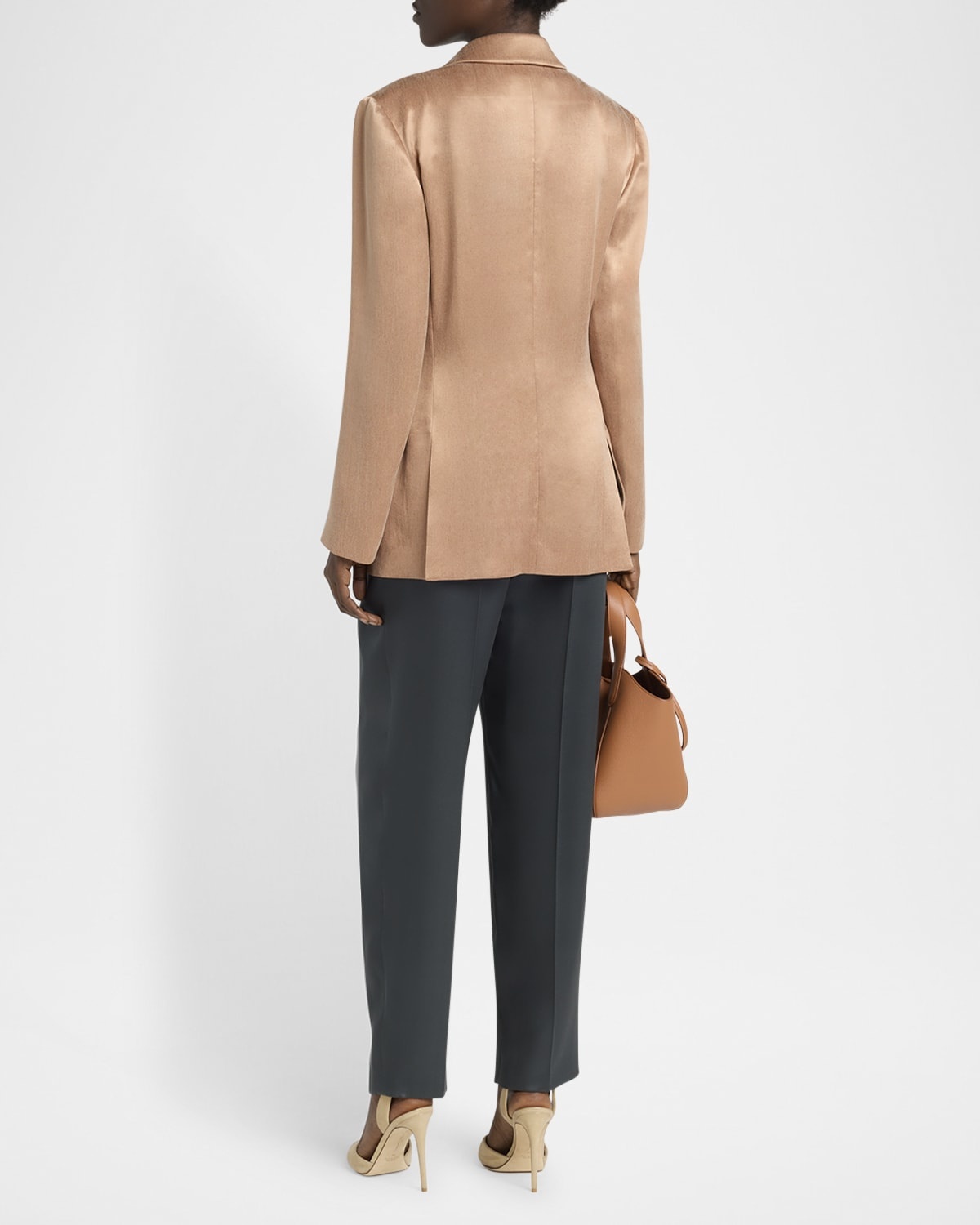 Cupro Double-Breasted Blazer Jacket - 3