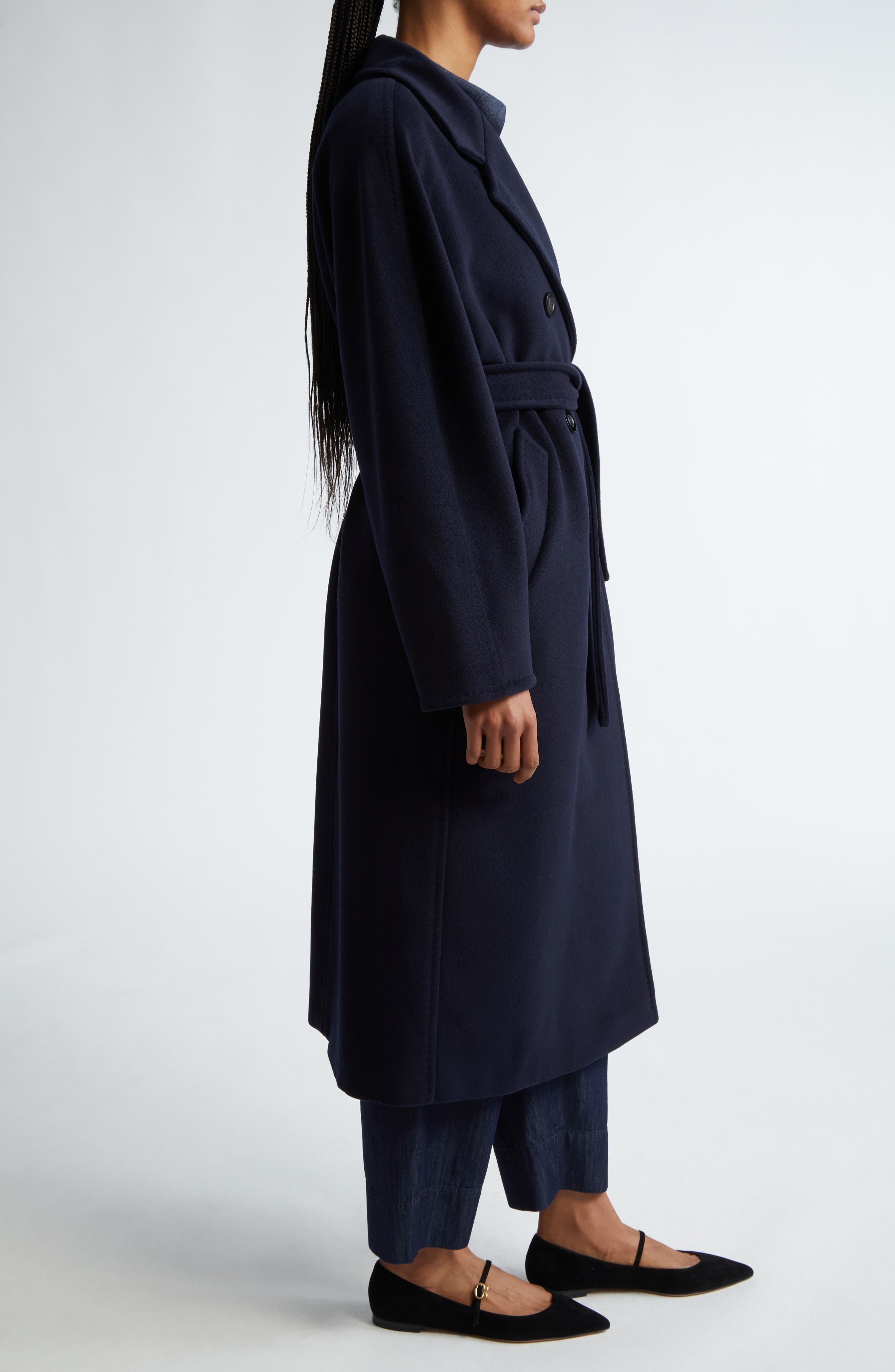 Max Mara Madame Double Breasted Wool & Cashmere Coat in Ultramarine at Nordstrom - 4