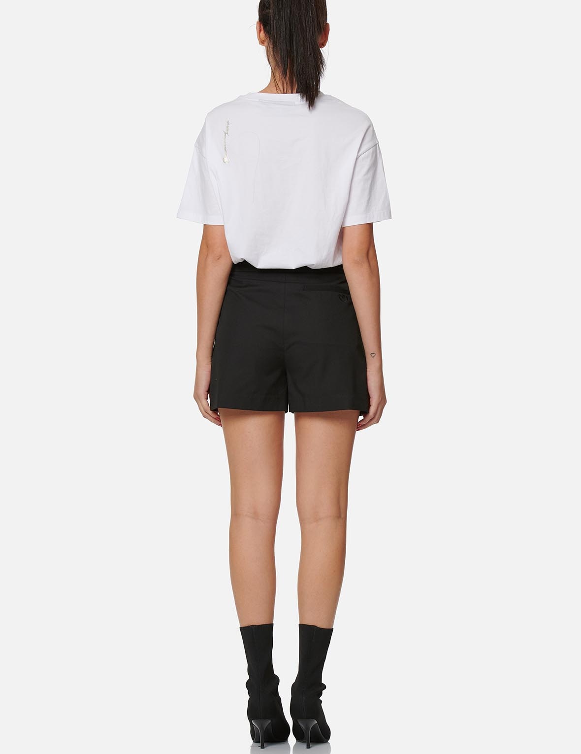 Partial Leather Buckle Belt Shorts - 6